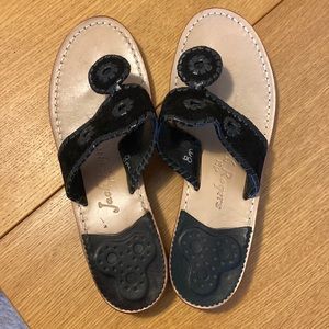 Jack Rogers black suede sandals. Size 8M.
